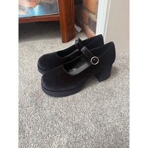 Delia's Black Velvet Mary Jane‎ Platform Block Heels Y2K Size 8M NEW